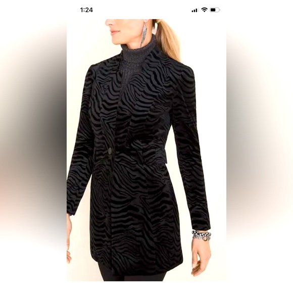 Chicos gorgeous velvet zebra print jacket size 0 (M) - Picture 1 of 8
